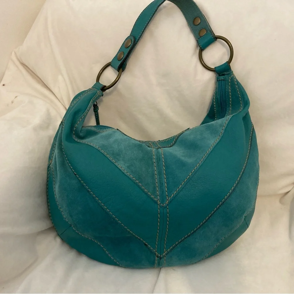 FOSSIL Soft Leather Tote Shoulder Bag in Aqua Color - Picture 1 of 10